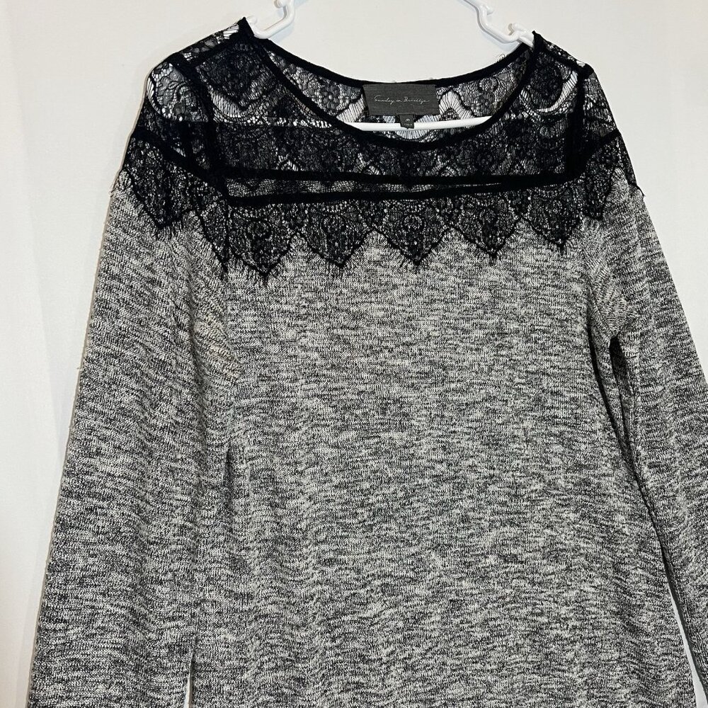 Anthropologie Sunday In Brooklyn Sweater Tunic Medium Size Lace Black Silver - Picture 9 of 9